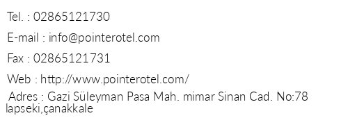 Pointer Hotel telefon numaralar, faks, e-mail, posta adresi ve iletiim bilgileri